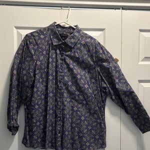 Lands' End Women's Purple Patterned Blouse